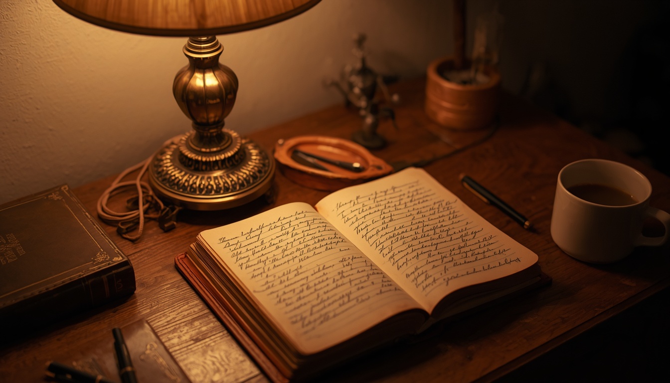 Journal under soft lamp by Tendonsprshine